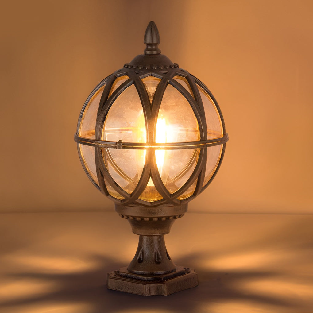 Round Glass E27 Waterproof European Style Outdoor Post Caps Lights | Kalsten