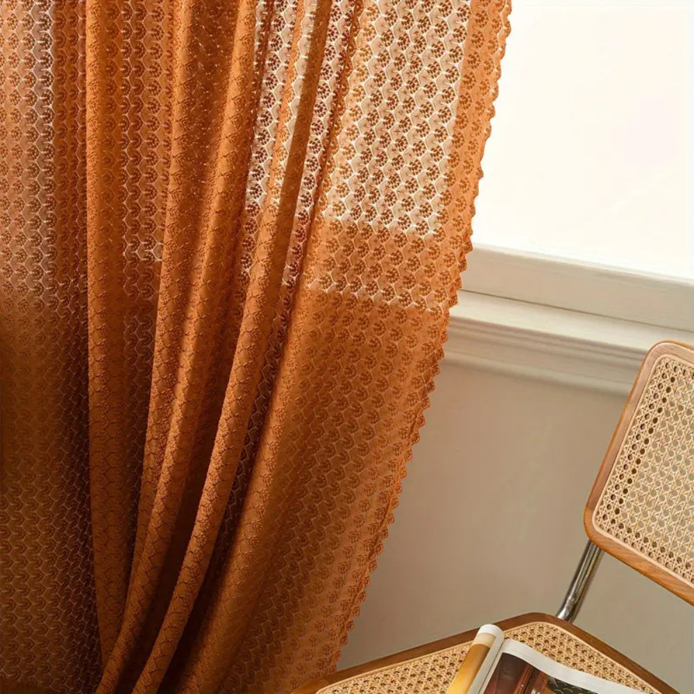 Kalsten | Amber Glow Boho Crochet Window Curtain Panel