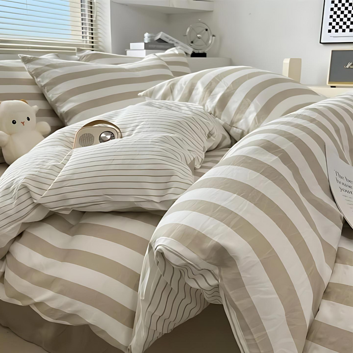 Kalsten | Elenorra Classic Striped Bedding Set 4pcs Duvet Cover Sheet