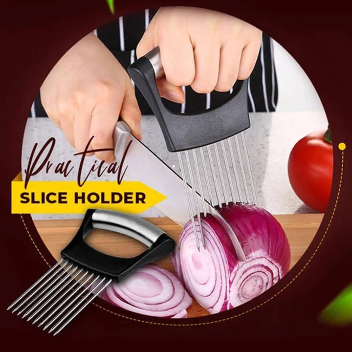 Stainless Steel Onion Cutter Holder, Food Slicers Assistant Tomato Slicer Holder | Kalsten