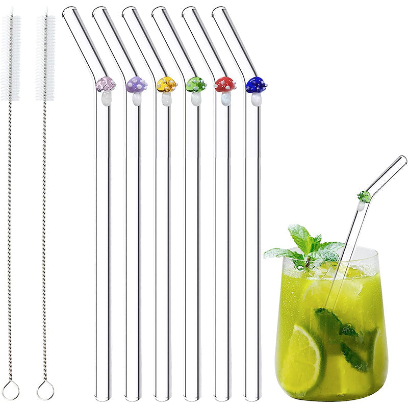 6 PCS Reusable Stained Glass Straws with Cleaning Brush | Kalsten