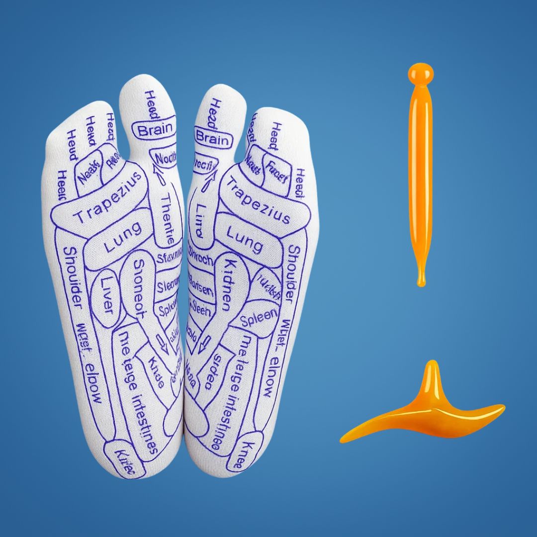 ReflexEase | Reflexology Socks – Printed Map & Tool – Breathable Split‑Toe Fabric – Home Stress Relief & Foot Fatigue Recovery Kalsten