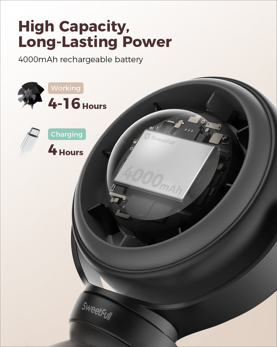 Baby Stroller Fan - 4000mAh Rechargeable 4-Speed | Kalsten
