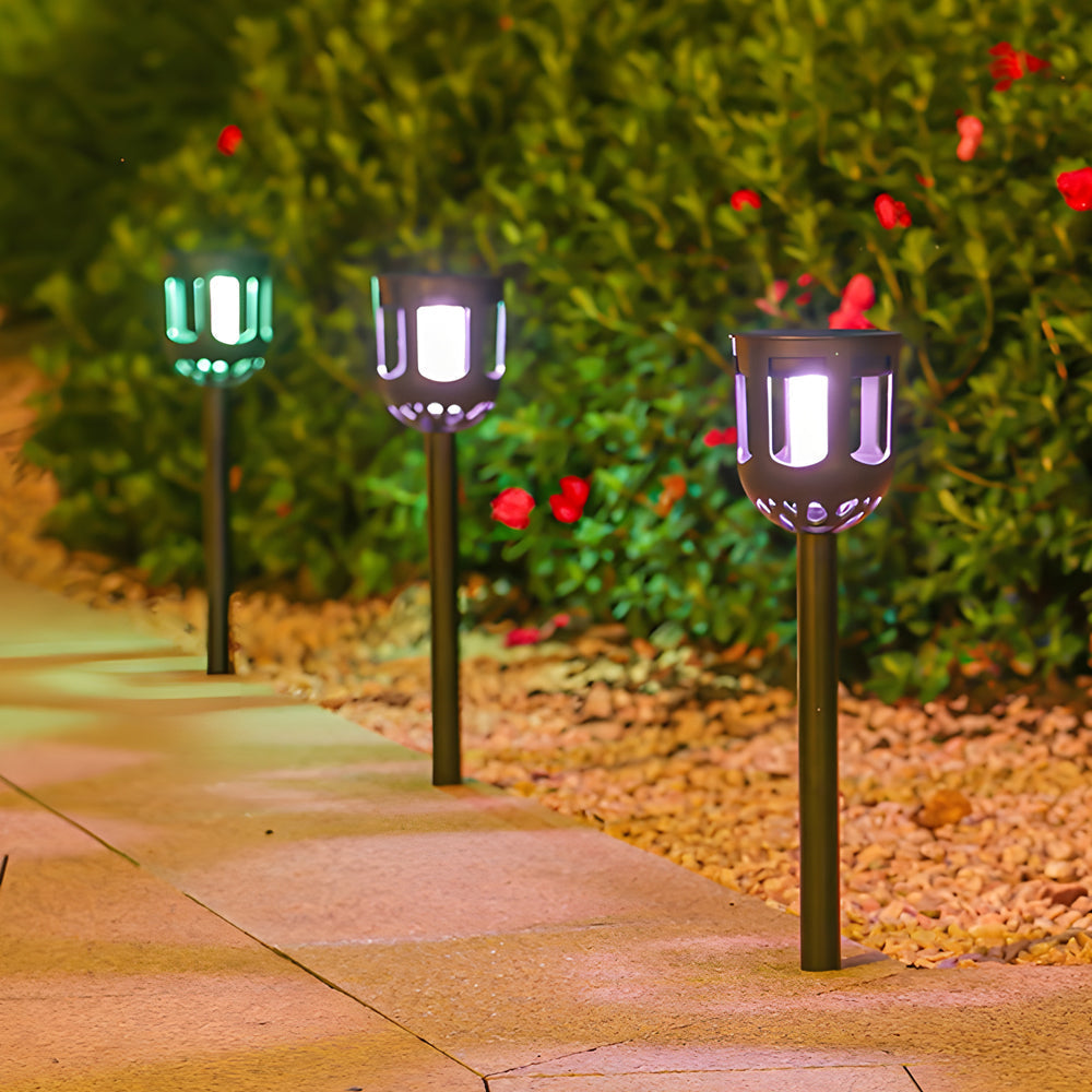 4-Pack Modern Black Solar LED Outdoor Path Light Set | Kalsten