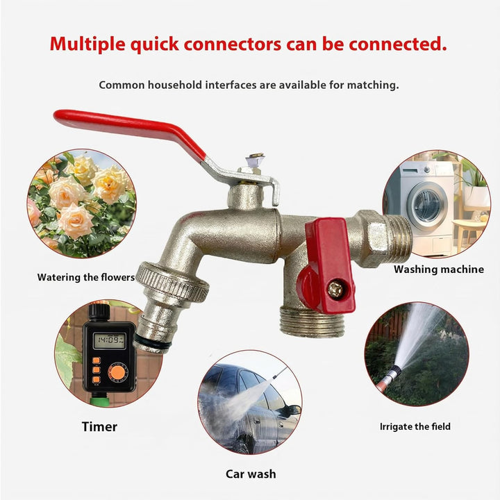 Double water tap stainless steel with 2 outlets | Kalsten