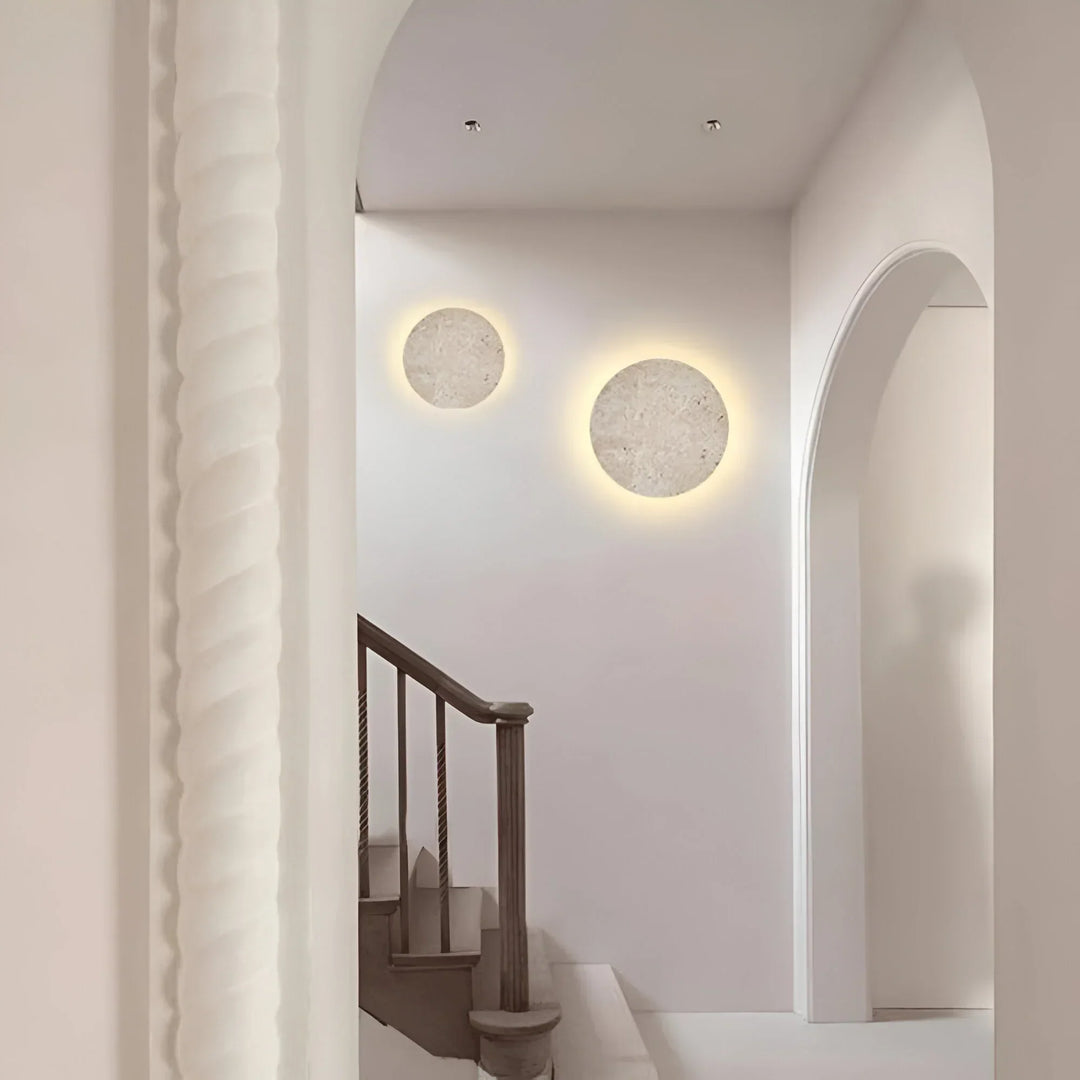 Stone-Effect Round Wall Light