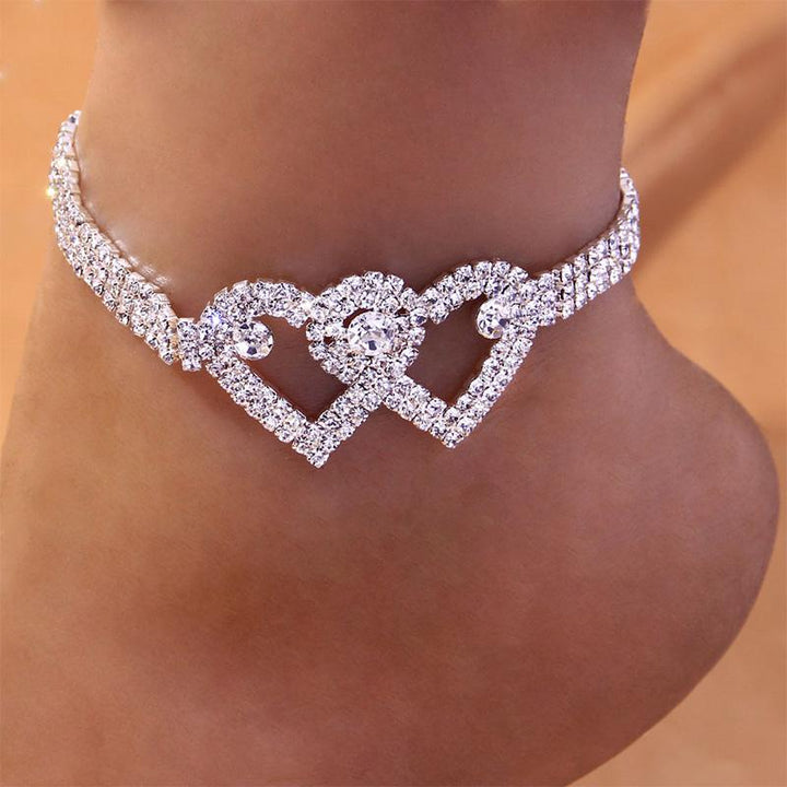 Rhinestone Heart Anklet