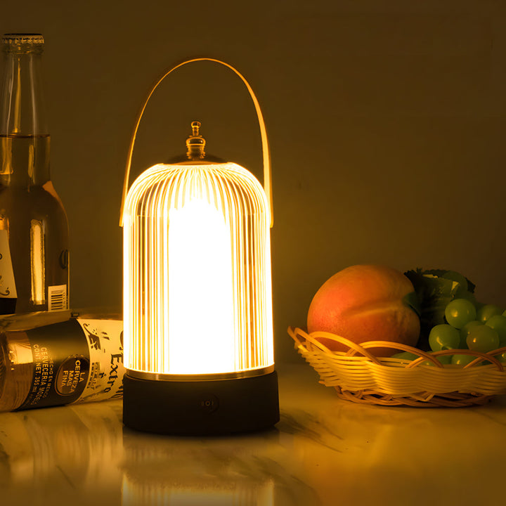 Ribbed Glass Table Lamp Lantern Ambient LED Beside Nights | Kalsten