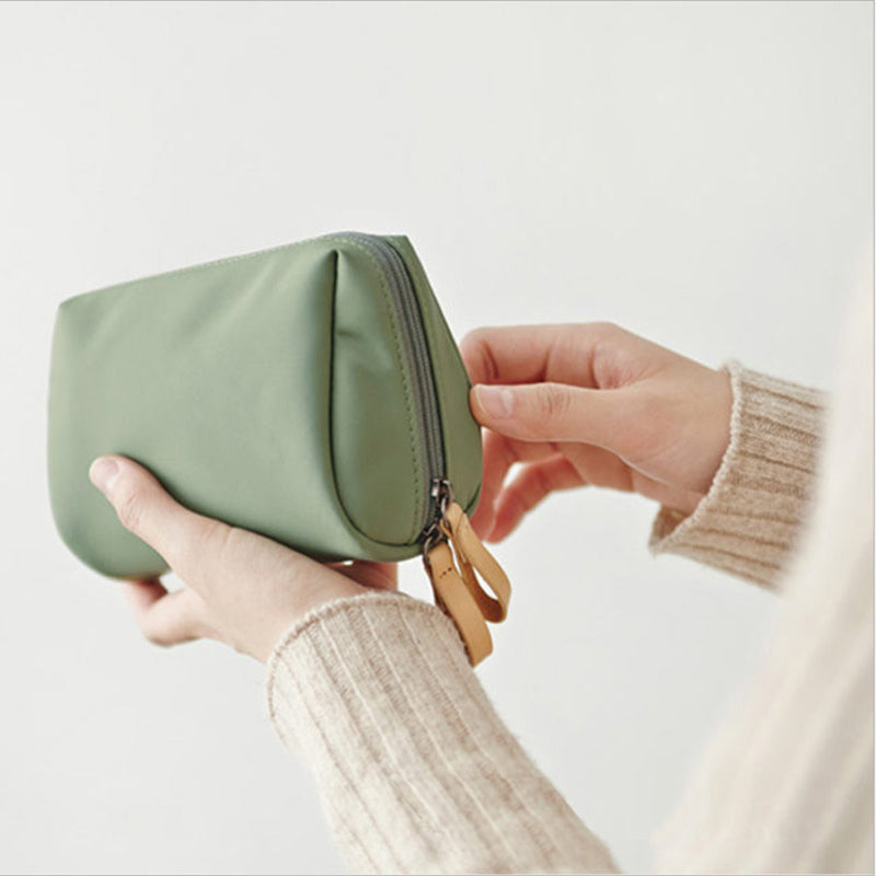 Solid color cosmetic bag with double zipper | Kalsten