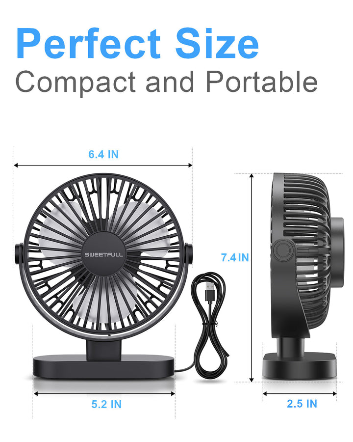 6.5 Inch USB Small Desk Fan for Home Office Car Outdoor Travel | Kalsten