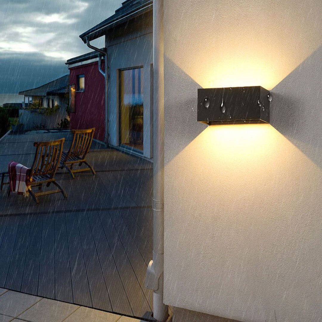 Modern Outdoor Waterproof Rectangular LED Up and Down Illuminated Outdoor Wall Sconce Lamp | Kalsten