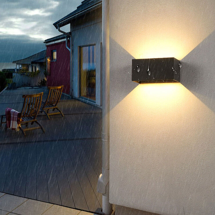 Modern Outdoor Waterproof Rectangular LED Up and Down Illuminated Outdoor Wall Sconce Lamp | Kalsten