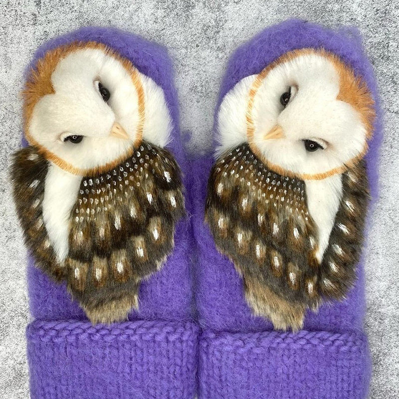 Kalsten | Hand Knitted Wool Nordic Mittens With Owls