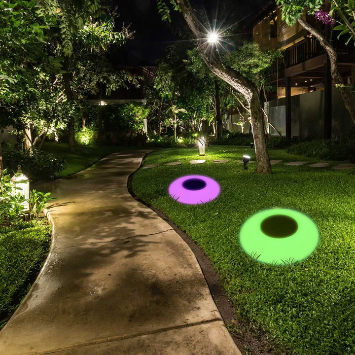 Round Colorful RGB LED Waterproof Solar Modern Outdoor Lights Pool Lights | Kalsten