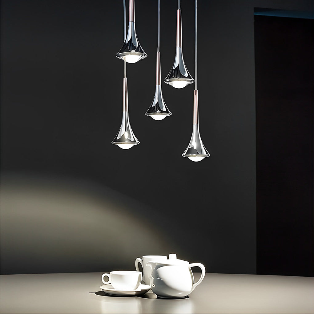 1-Light Water Drop Metal LED Nordic Staircase Pendant Lights Small Chandelier | Kalsten