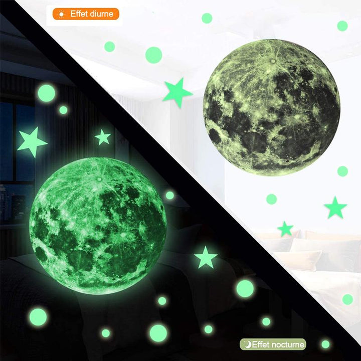 Creative Fluorescent Wall Sticker - Moon / stars / round dots | Kalsten