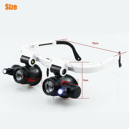 Skanto | Adjustable Headband Magnifier with LED Light and 8 Lenses – Perfect for Jewelry, Watch Repair & Engraving