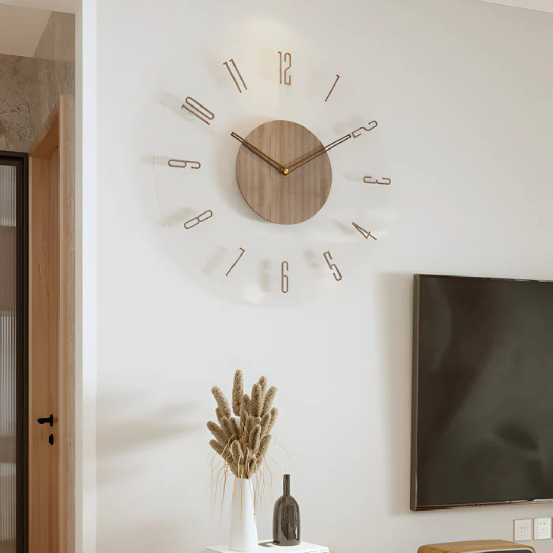 Silent Wall Clock WoodLight – Modern Clock with Acrylic Design for Living Room | Kalsten