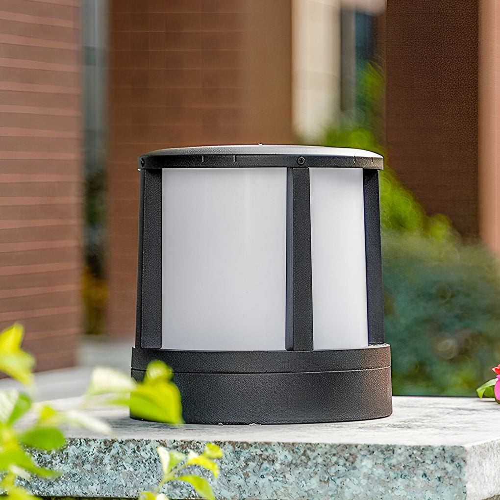 Cylindrical Aluminum LED Waterproof Black Outdoor Fence Post Lights | Kalsten