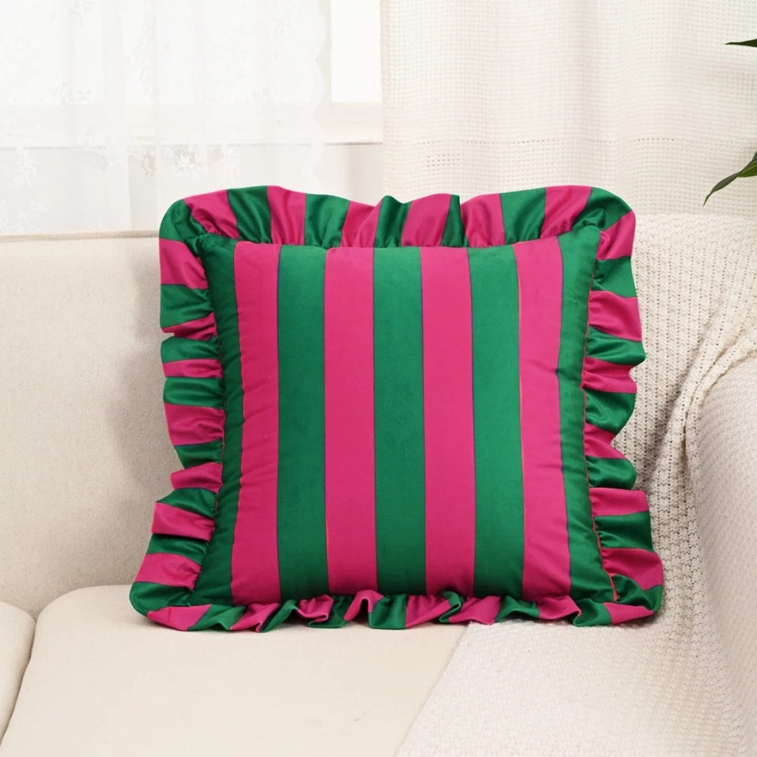 Kalsten | Retro Striped Ruffle Cushion Cover