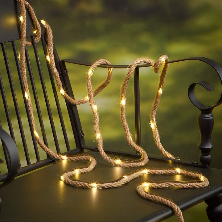 100/200 Lights Hemp Rope Decor Battery-Operated Solar LED String Lights | Kalsten