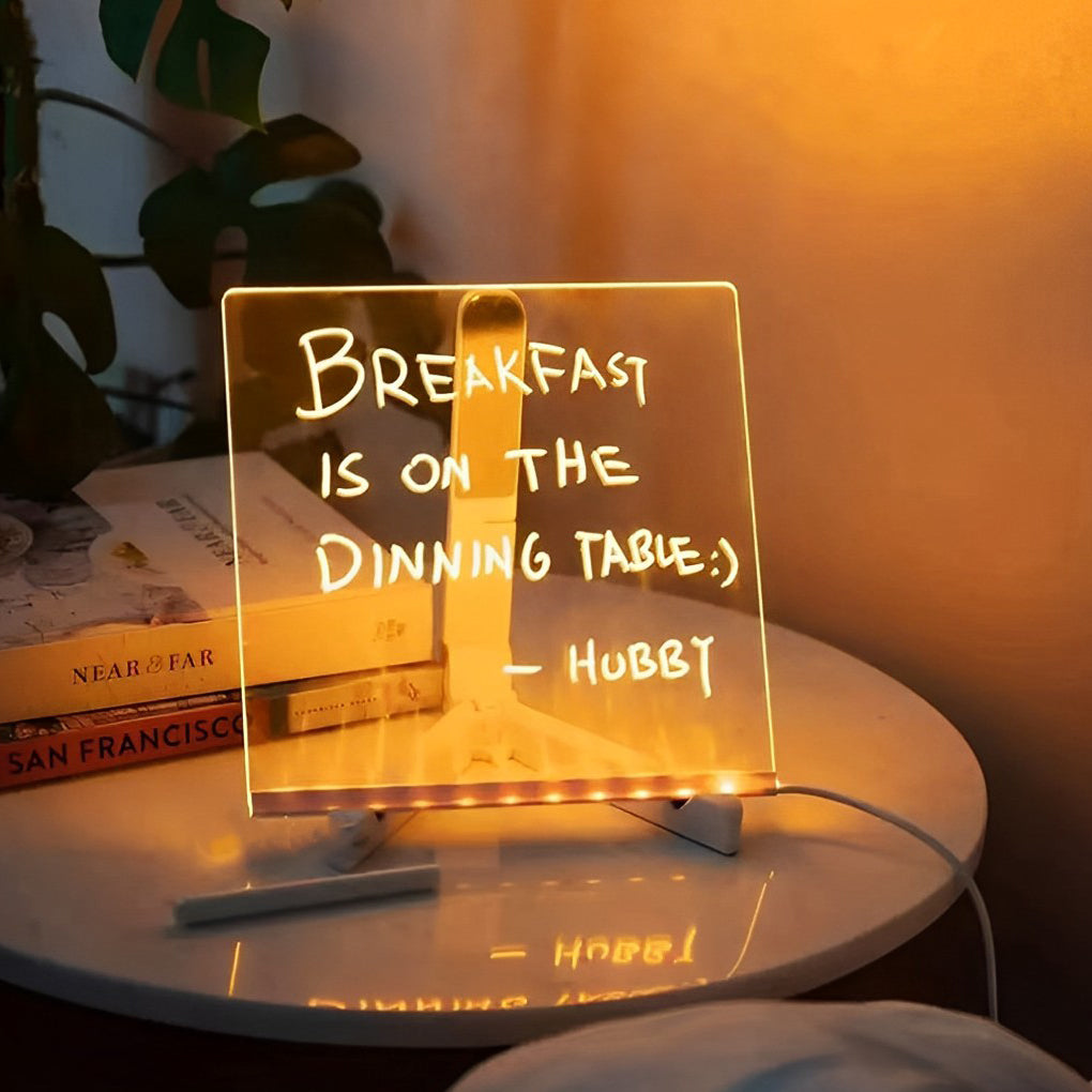 LED Acrylic Message Board Colorful Writable Table Lamp | Kalsten