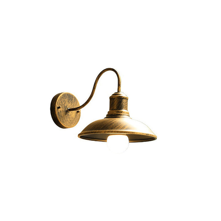 Retro Loft Dome Iron Outdoor Waterproof 1-Light Bent Arm Wall Sconce Lamp | Kalsten