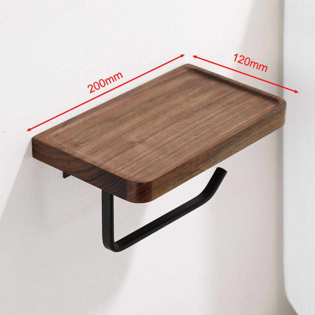 Elegant Wall-Mounted Toilet Paper Holder - made of Walnut and Stainless Steel Kalsten