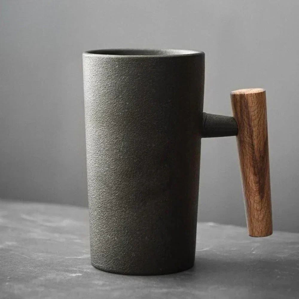ScandiSip Ceramic Mug – Minimalist Scandinavian Design with Wooden Handle | Kalsten