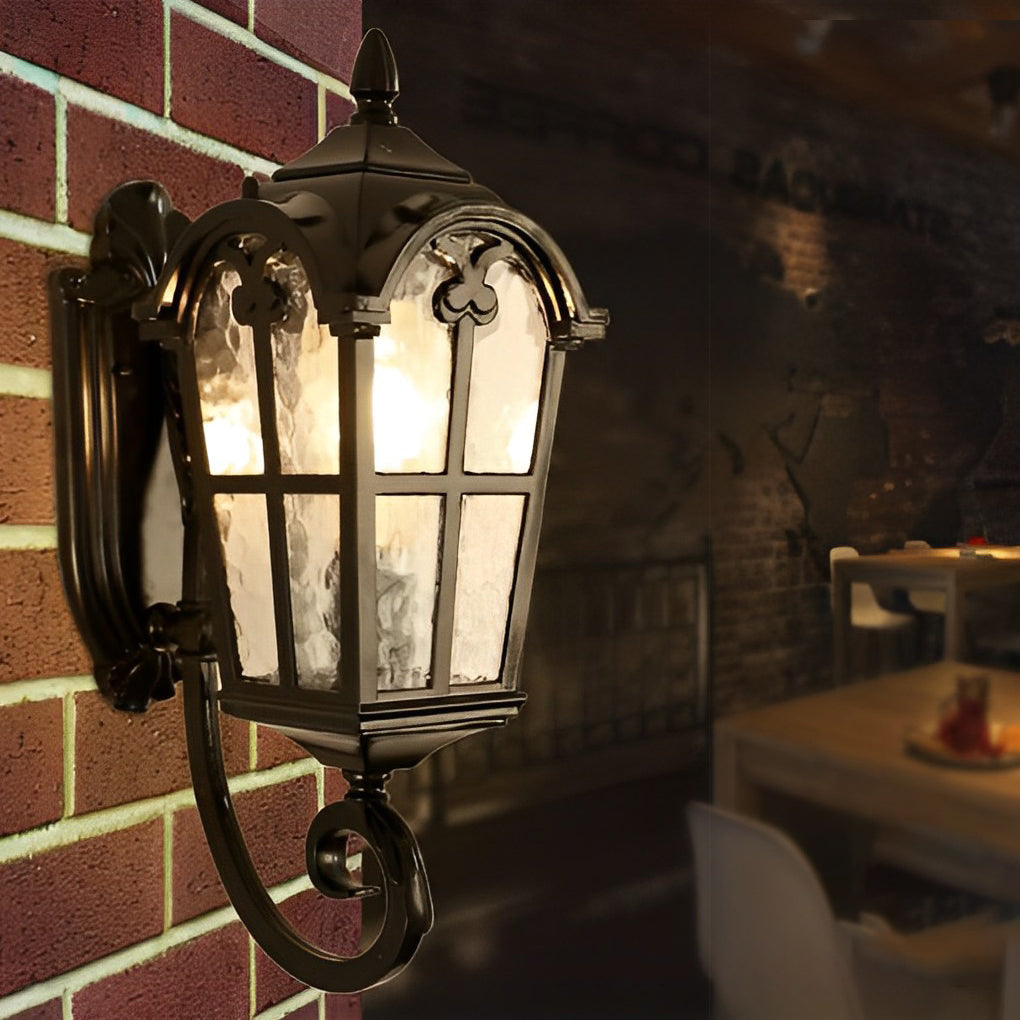Vintage Glass Waterproof Black European-style Outdoor Wall Lamp Exterior Lights | Kalsten