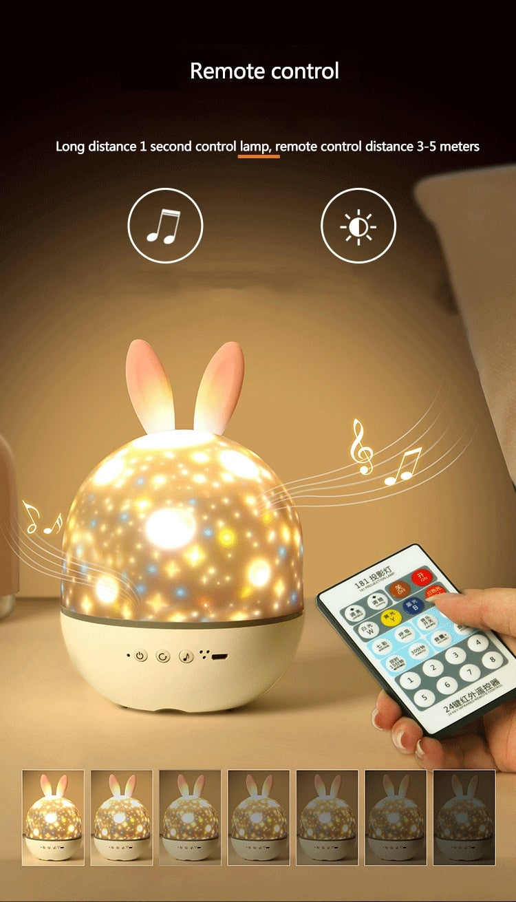 LED Universe Stars Bunny Projector Night Light | Kalsten