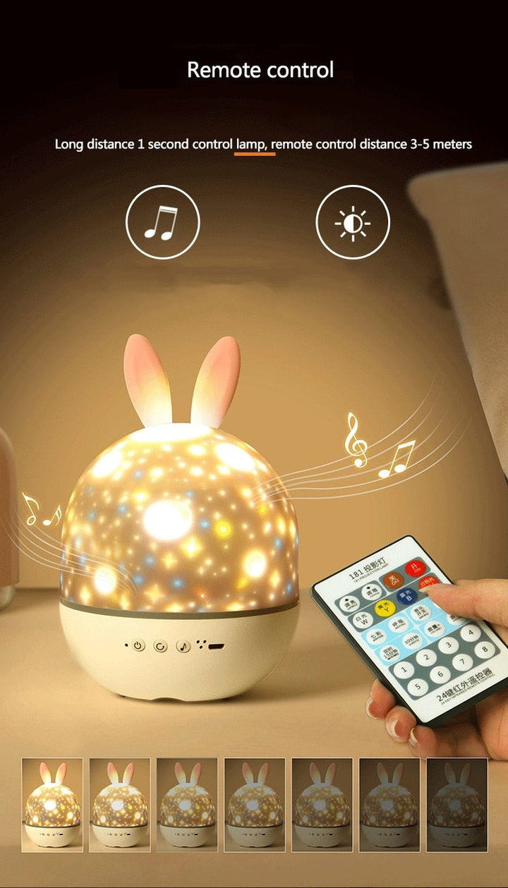 LED Universe Stars Bunny Projector Night Light | Kalsten