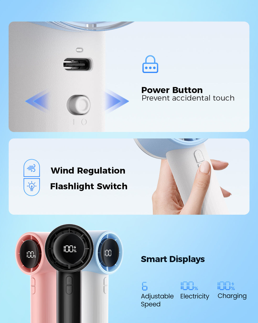 Portable High Speed Handheld Turbo Fan with LED Display | Kalsten