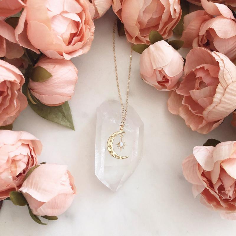 Moon & Sun Croissant Necklace | Kalsten