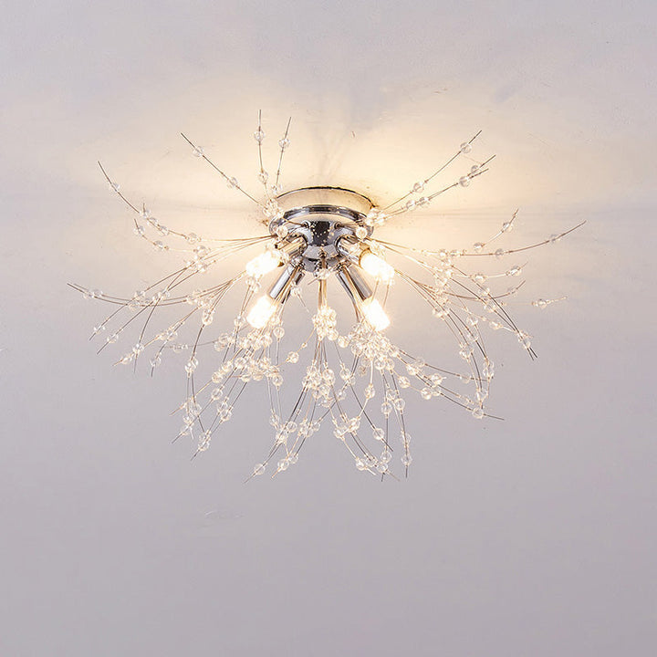Ceiling Light Metal Crystal 15.7 in Flush Mount Bedroom Hallway Dandelion Design Decorative Lighting | Kalsten