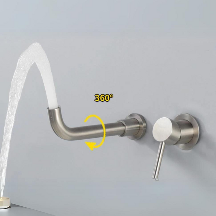 Modern Wall-Mounted Basin Tap with Brushed Nickel Finish Kalsten