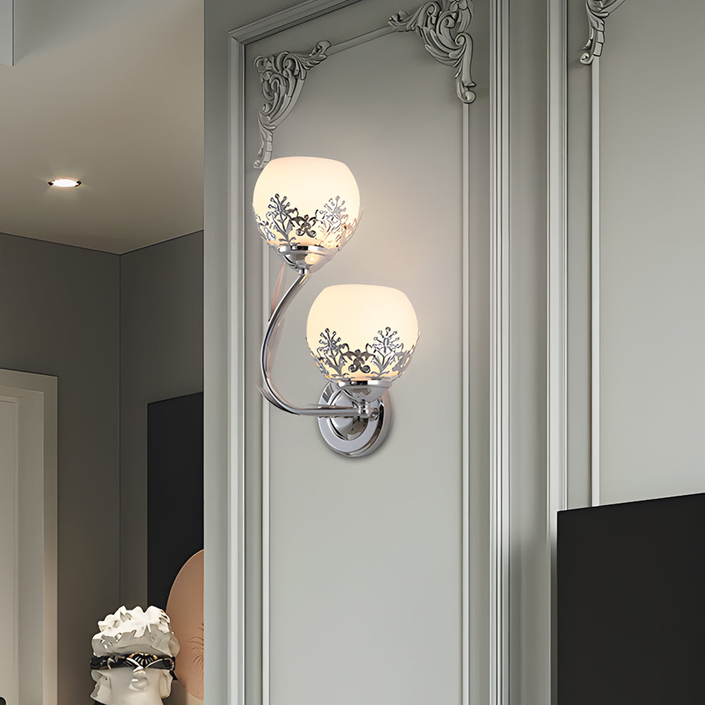 2-Light Glass Flower LED Simple European Style Wall Sconces Lighting | Kalsten