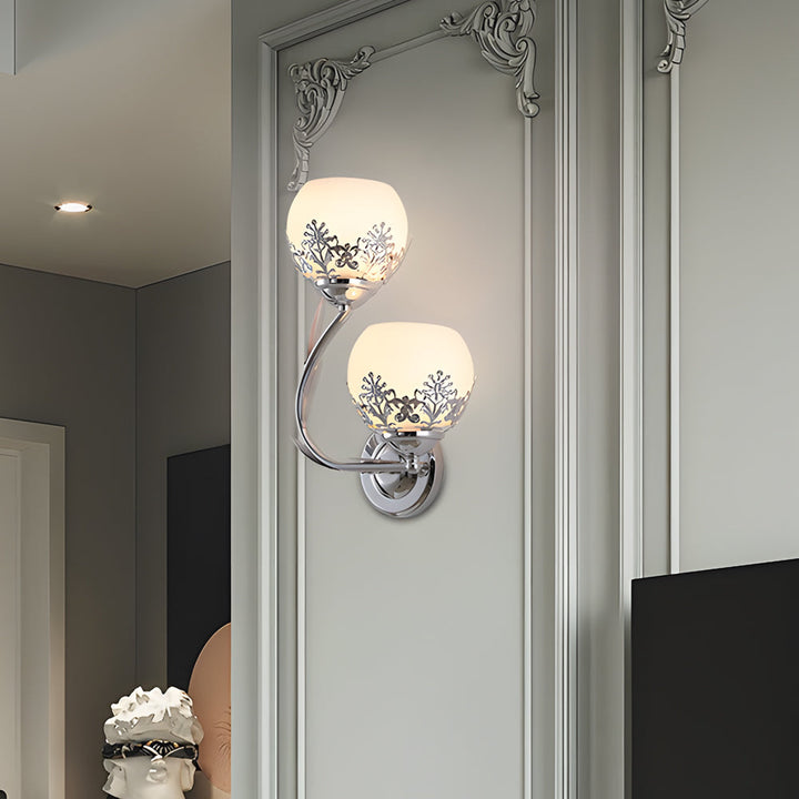 2-Light Glass Flower LED Simple European Style Wall Sconces Lighting | Kalsten