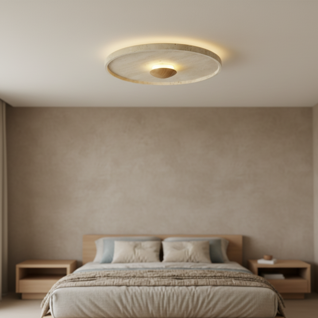TerraGlow Natural Travertine Flush Mount