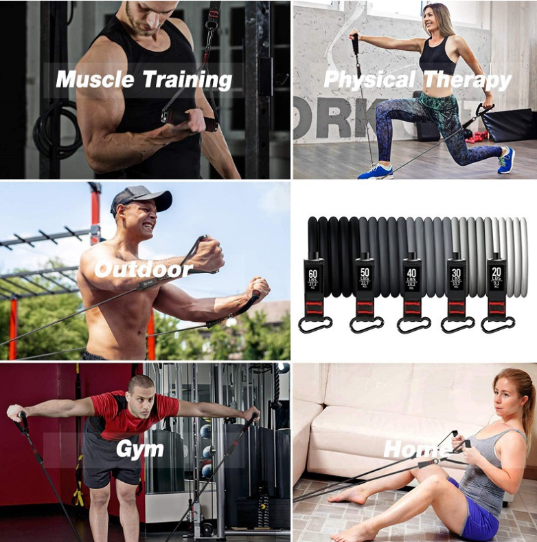 Kalsten | resistance band set for full body training & rehab with handles, ankle strap & door anchor