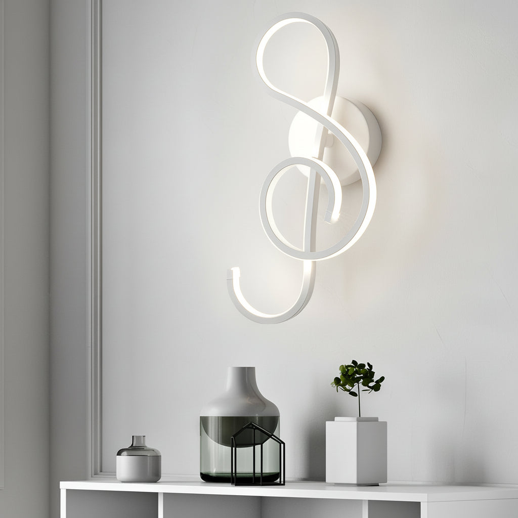 Musical Note LED Wall Sconce – Modern Artistic Music Decor Wall Lamp (Black/White) | Kalsten