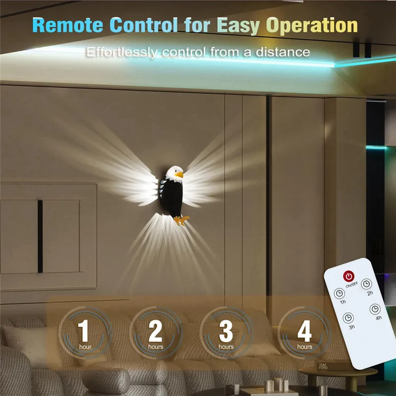 Kalsten | 3D Eagle Wall Light | Patriotic LED Lamp | PETG Material | Warm White Illumination