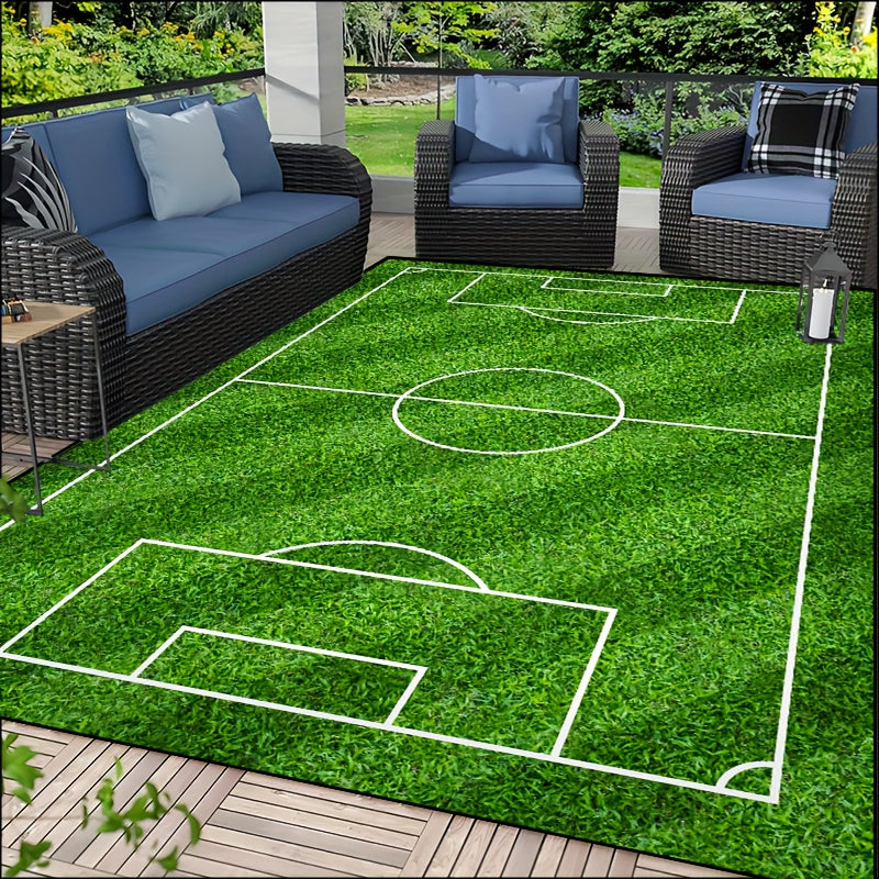 BowLift | Football Field Pattern Carpet - non-slip washable lounge mats for living room, bedroom, garden or gaming room