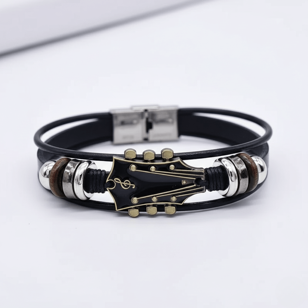 Kalsten | Leather Bracelet with Guitar-Inspired Design