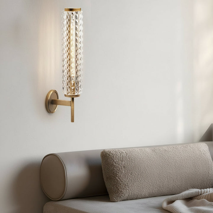 LED Wall Sconce Light – Modern American Copper Ribbed Glass (48x16cm / 18.9x6.3in) | Kalsten