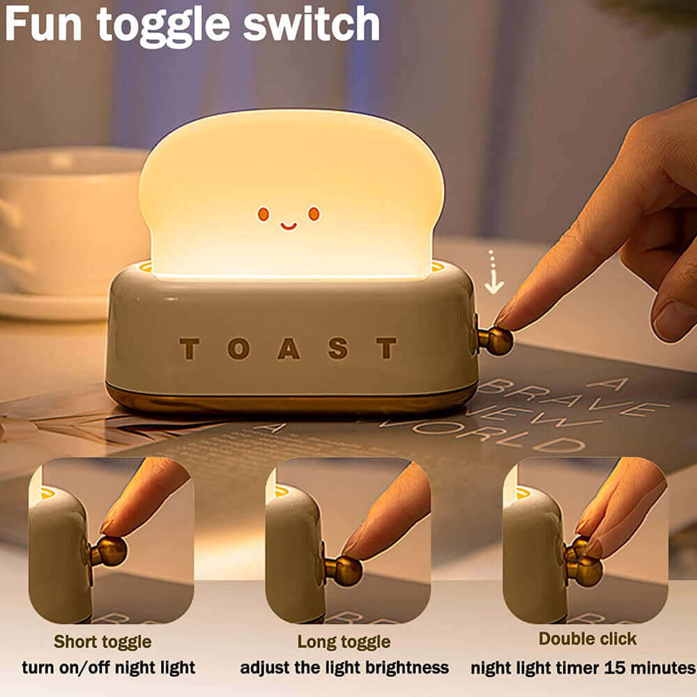 Creative LED Bread Maker Night Light USB Charging Dimming Toast Lamp Bedroom Children Timing Sleeping Lamps Funny Light | Kalsten