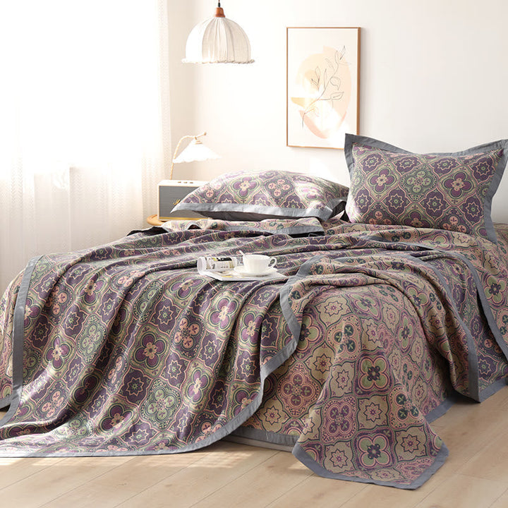 Reversible Cotton Quilt with Petal Flower Pattern – Eco-Friendly Bedding for Summer and All Seasons, Available in Full, Queen, King Sizes 6