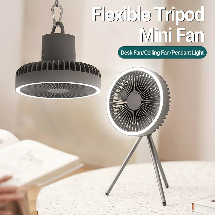 Rechargeable 10,000mAh Camping Fan with LED Lighting and Power Bank | Kalsten