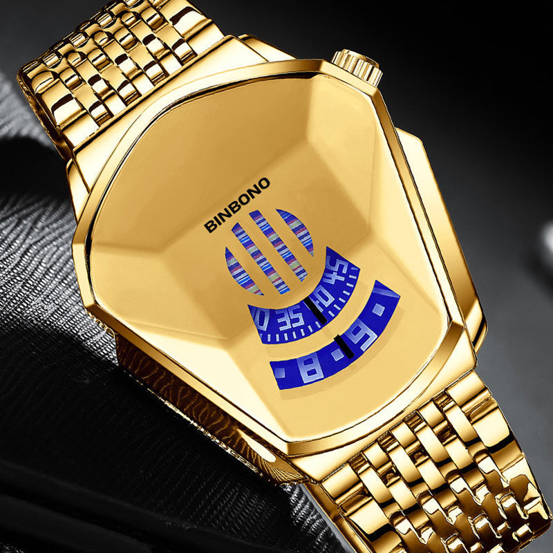 Men's quartz watch in diamond style