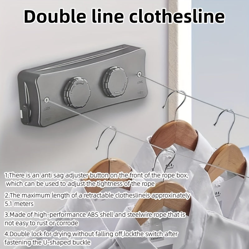 Retractable clothesline stainless steel 5.1 m double line | Kalsten